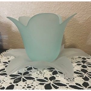 Vintage Studio Nova Frosted Tulip Mint Green Votive Holder